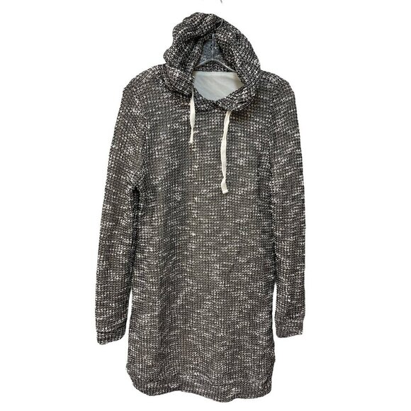 Fabletics Yukon Knit Sweater Dress Gray White Hooded Cozy Comfy Size Medium - Picture 2 of 7